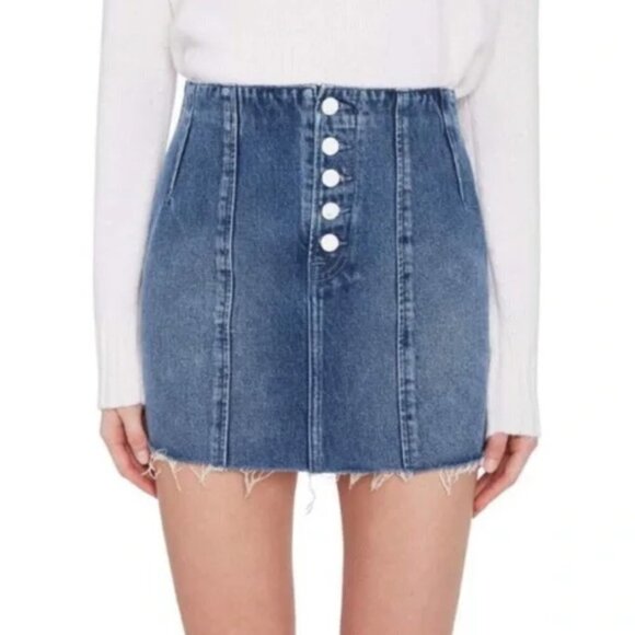 GRLFRND Twiggy Button Fly Denim Skirt Med Wash Size 25 - Picture 1 of 12